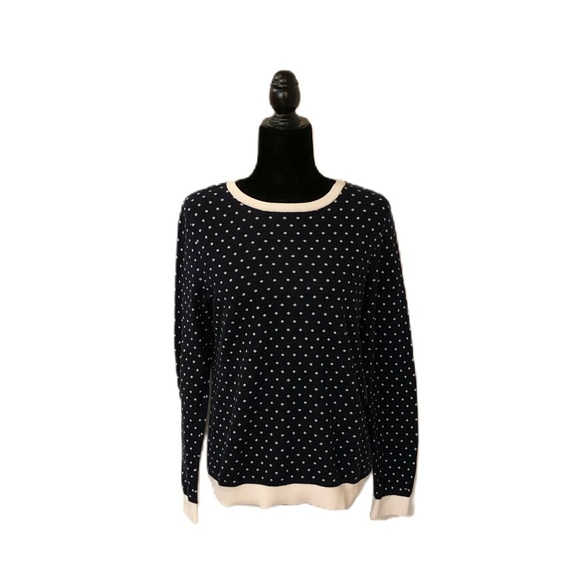 Tommy Hilfiger button back sweater navy blue polka dot pima cotton sz XL EUC OBO - Picture 2 of 12